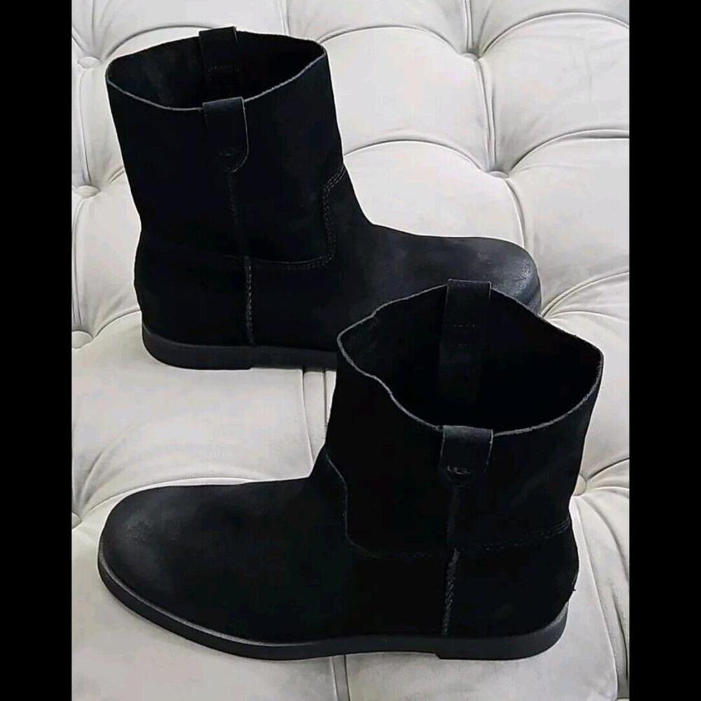 UGG 1130527 Alida Black Suede Short Unlined Pull On Booties Womens Shoes 8